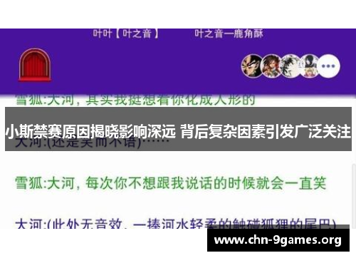 小斯禁赛原因揭晓影响深远 背后复杂因素引发广泛关注